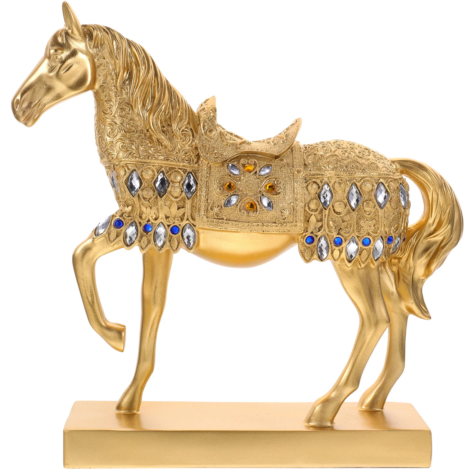 

Resin Gilded Horse Statue Standing Sculpture for Living Room Office Study Decorative Decor Horse Decor Decorative Objects