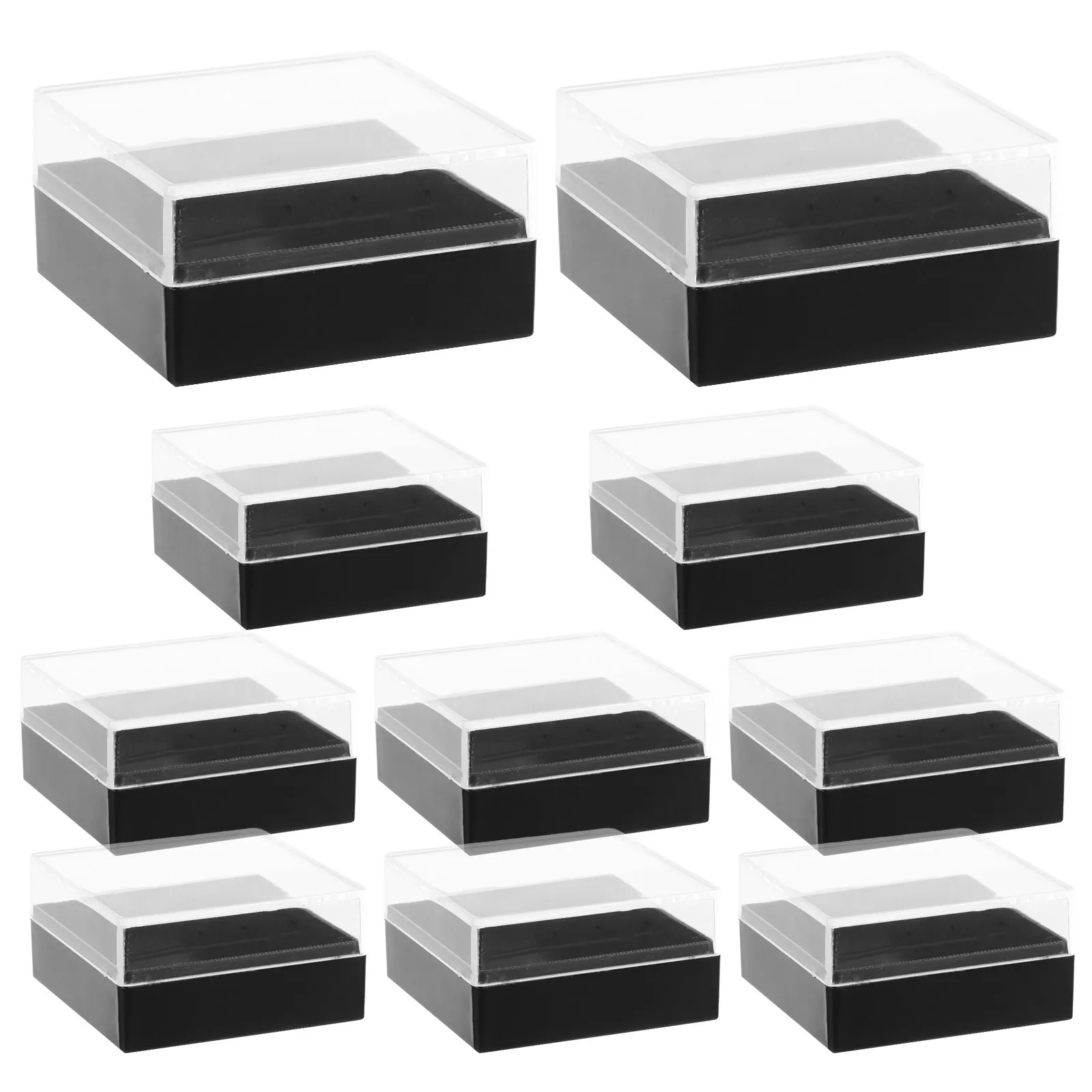 

10Pcs Clear Square Jewelry Display Box Transparent Ring Case Pin Storage Small Travel Organizer for Brooches Earrings Charms