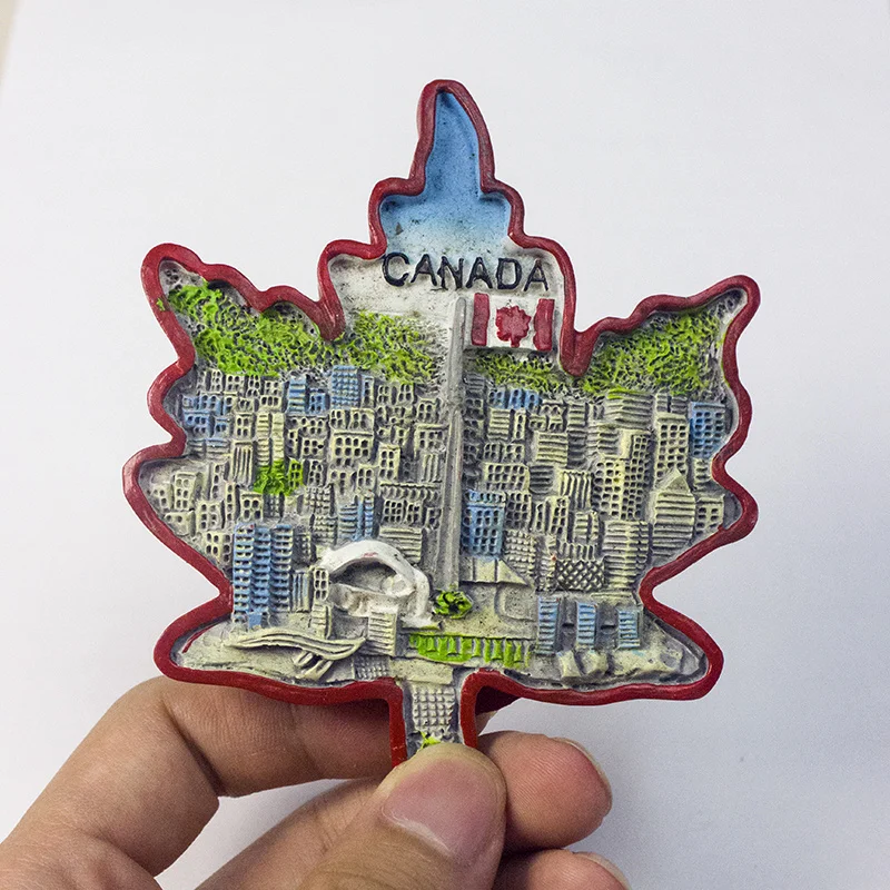 

Canadian City Architecture Scenery Maple Leaf Fridge Magnet Cultural and Creative Tourism 3D Decorative Magnetic Souvenir
