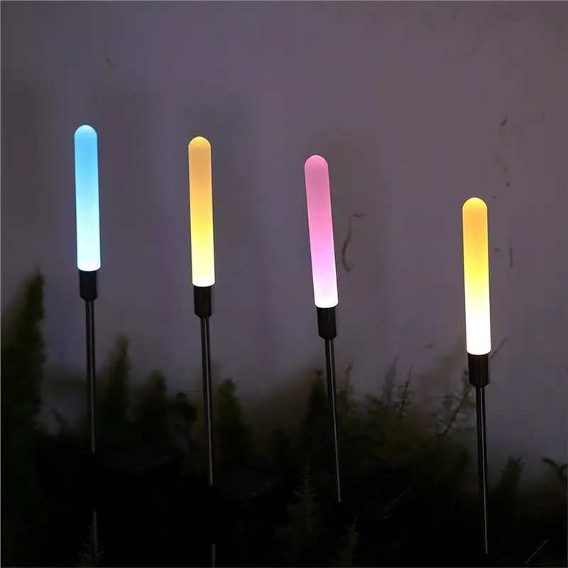 ABBO-Easy Install أضواء Bulrush الشمسية في الهواء الطلق، ضوء LED متغير اللون مع حصة لساحة الممشى في الحديقة، قطعتان