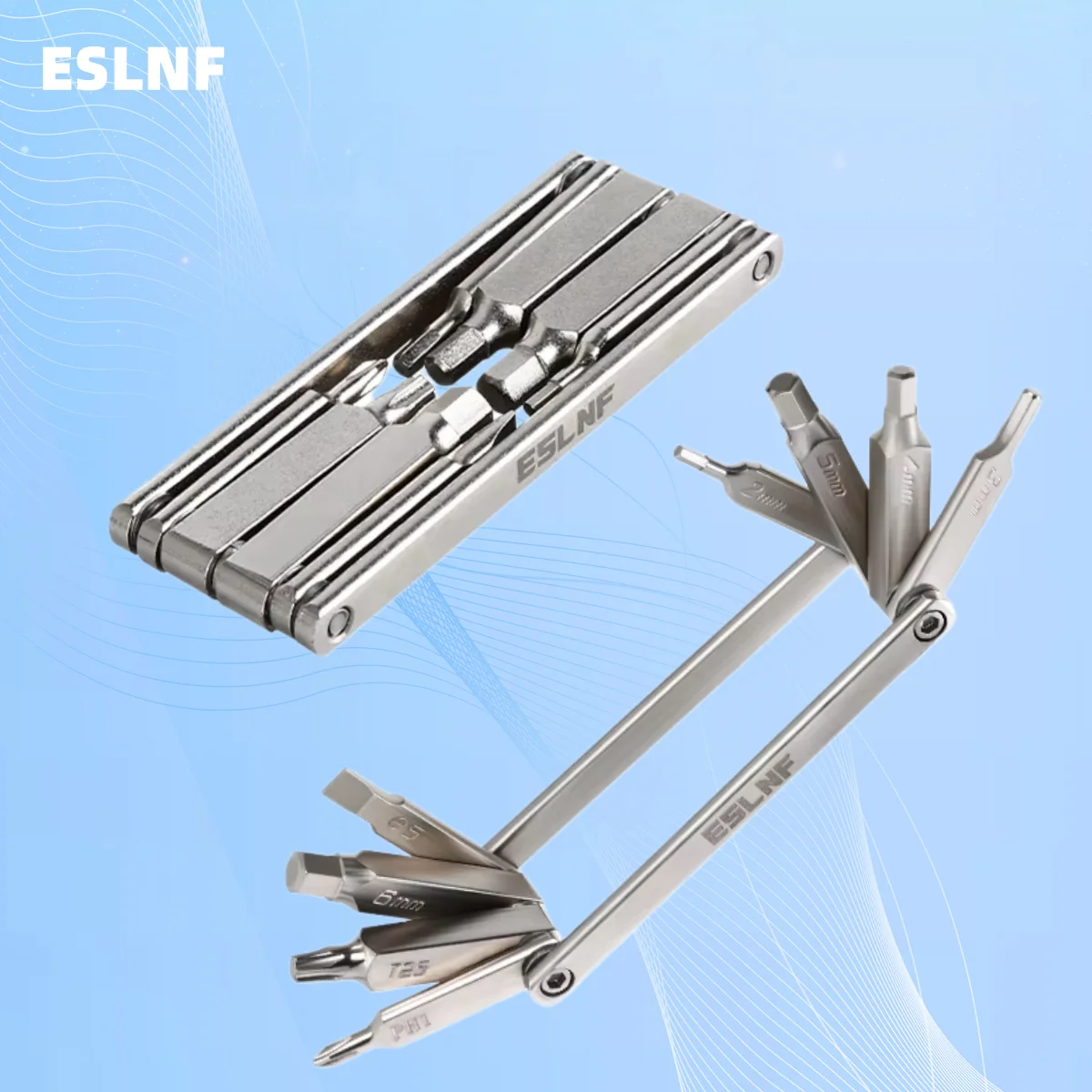 ESLNF Bicycle Repair Tool 8-in-1 Compact Portable Multifunctional Vanadium Steel Bike Tool