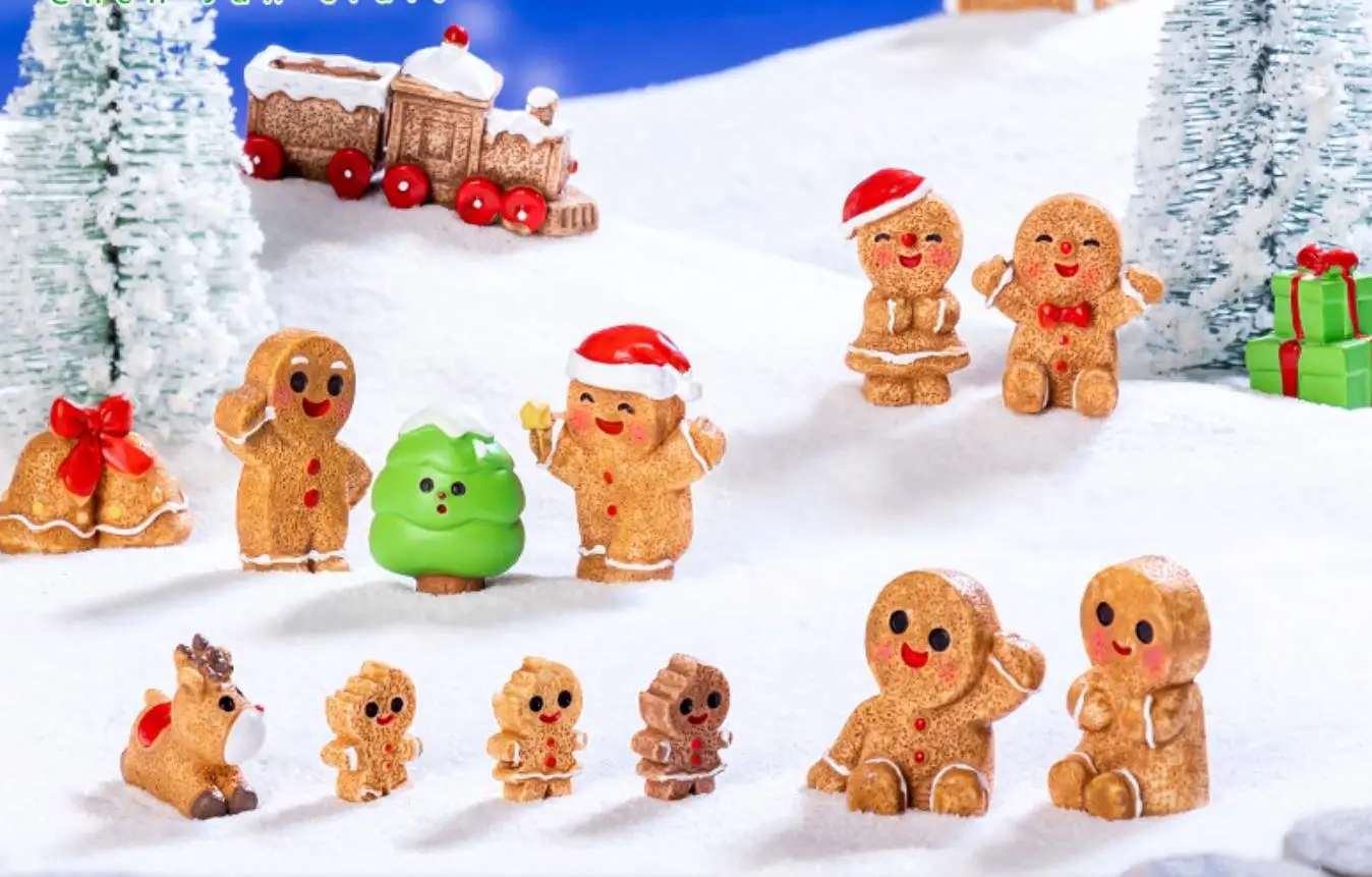 

100pcs Kawaii Christmas Gingerbread Man Cookies Resin wapiti bell Flatback Scrapbook Cabochon Decoration Charm Crafts