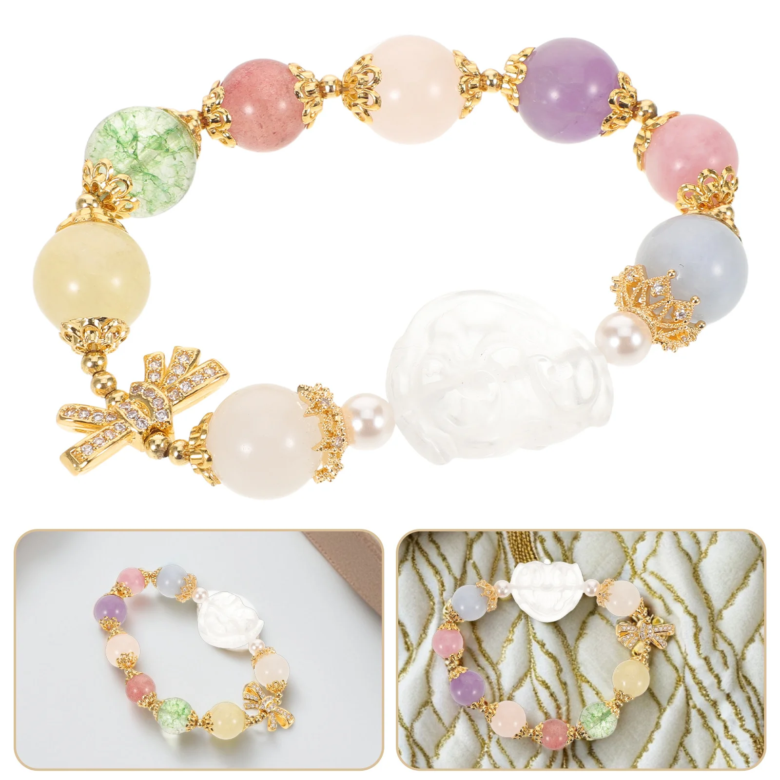 

Handmade Crystal Bracelet for Women - Stunning Fox Charm Beaded Stretch Wrist Jewelry for Birthdays Weddings Vacations Festival