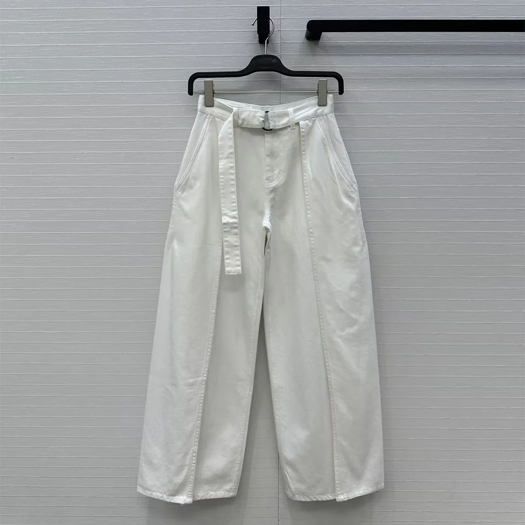 

Новые модные джинсы-клеш 2026 года, двухцветные, с высокой талией, с поясом, винтажные, повседневные, свободные, из денима