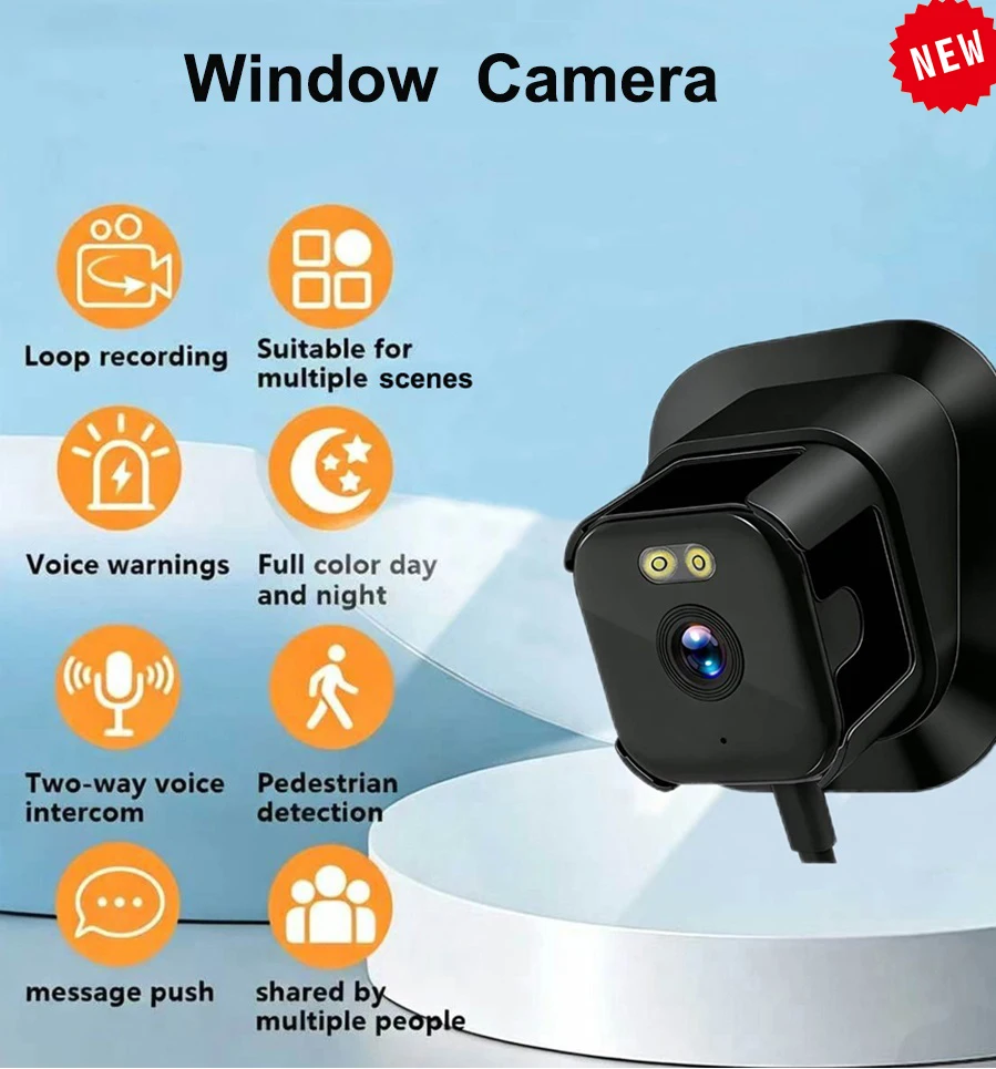 Uzoom 3MP 2K Window Indoor Camera with Color/Night Vision 2.4GHz & 5GHz WiFi Dual Band Home Security Camera Motion Detection