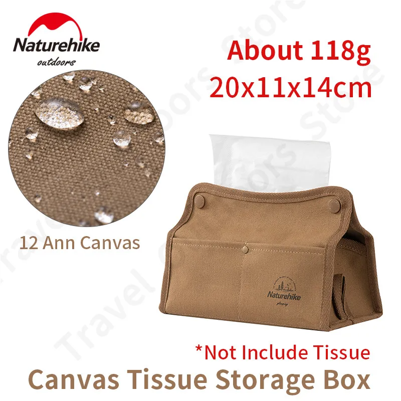 Naturehike Camping Household Tissue Storage Bag Outdoor Oil-Proof Tissue Box 118g Ultralight 12 Canvas Wax Coating Waterproof