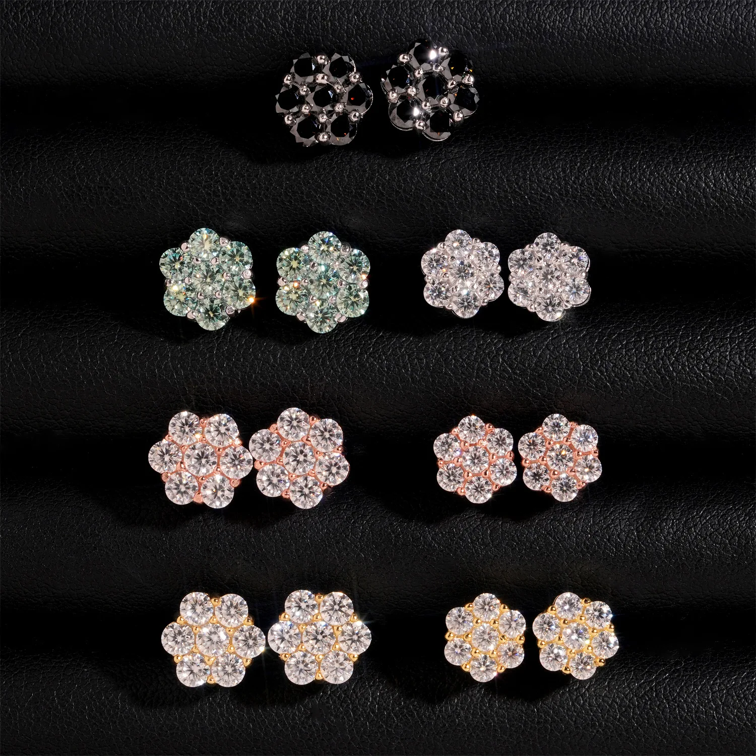 925 Silver Multi-Color Moissan - Cluster Stud Ear recension och pris