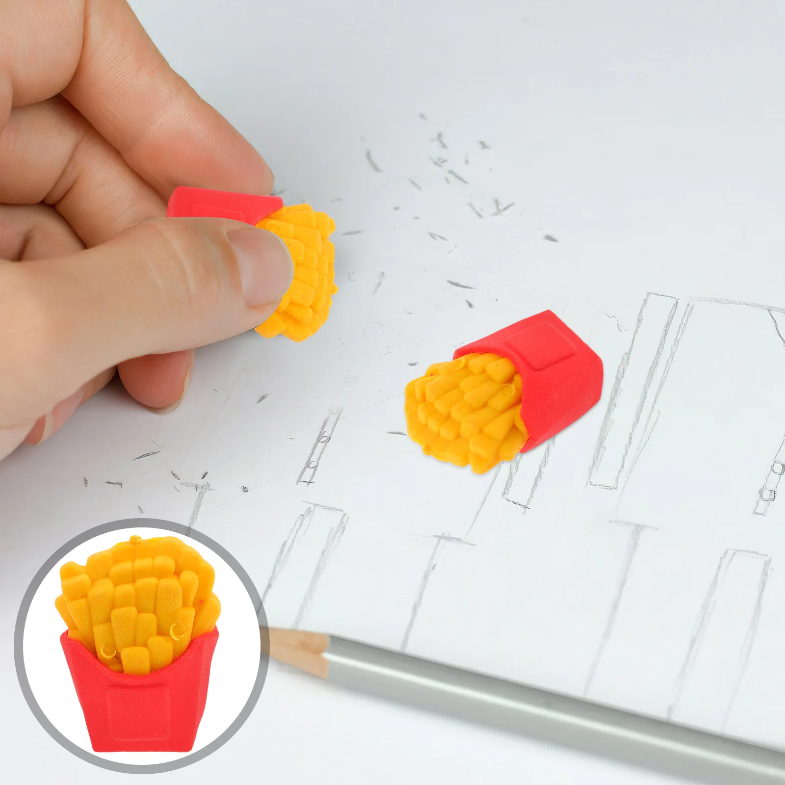 

30 Pcs French Fries Eraser Cute Stationery for Girls Erasers School Supplies Toys Creative
