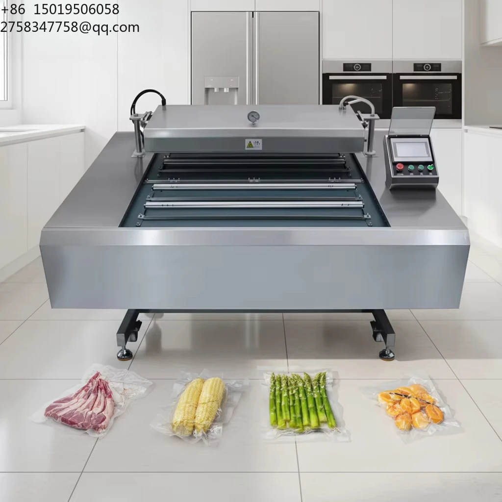 Automatic Continuous Rolling Machine for Double-sealed Packaging of Fish, Chicken and Beef Highly Efficient Sealing Power2000w