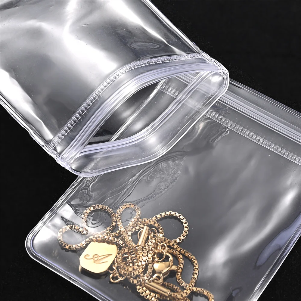50 Stück Klare Wiederverwendbare Plastiktüten Hochwertige Verpackungsbeutel Klare Versiegelungsbeutel für Schmuckverpackungen und Kleinteilelagerung – Detail 1