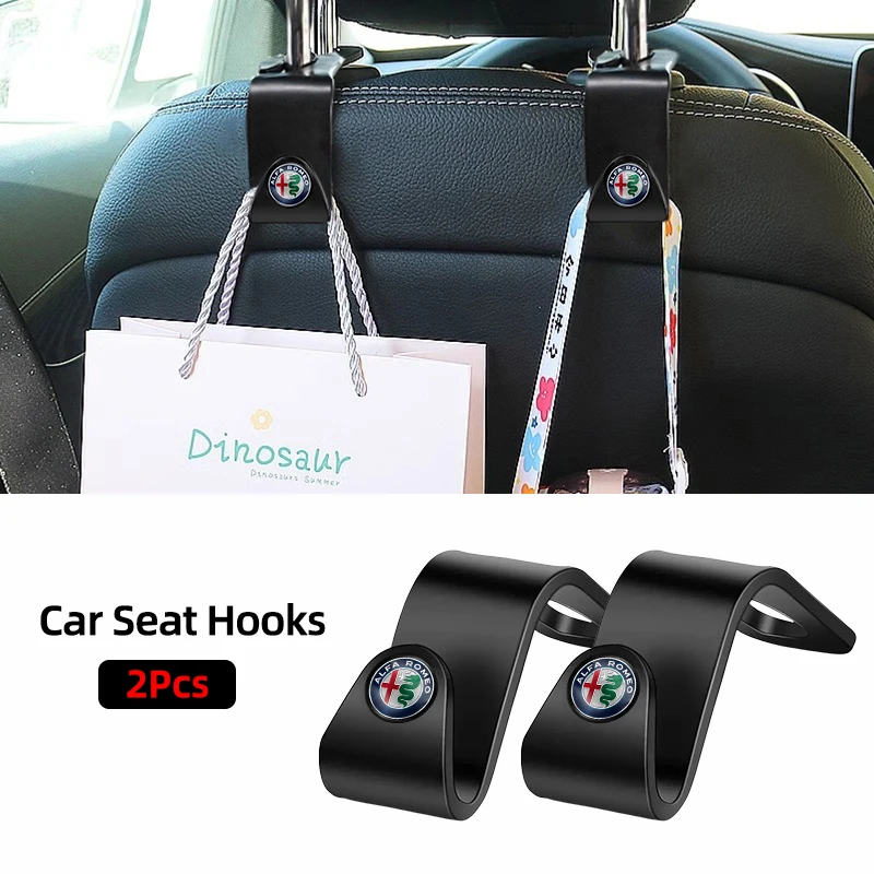 2Pcs ABS Car Styling Seat Back Hooks Accessories For Alfa Romeo Giulia Stelvio Giulietta 156 159 147 Mito Tonale Brera Disco Vol