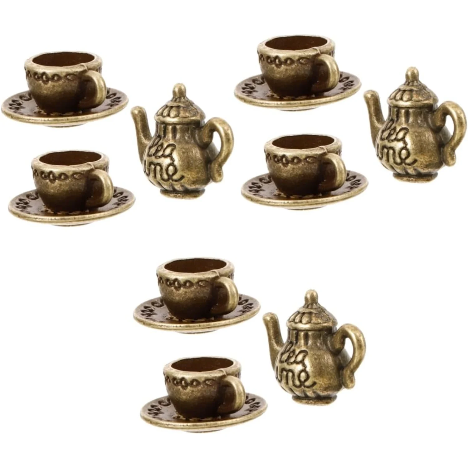 Miniatures 3 Sets Dollhouse Tea Cup Tea Cups Know Mug Tea Kettle You Can Doll House Teapot Iron Coffee Cup Miniature Mini Tea Ke