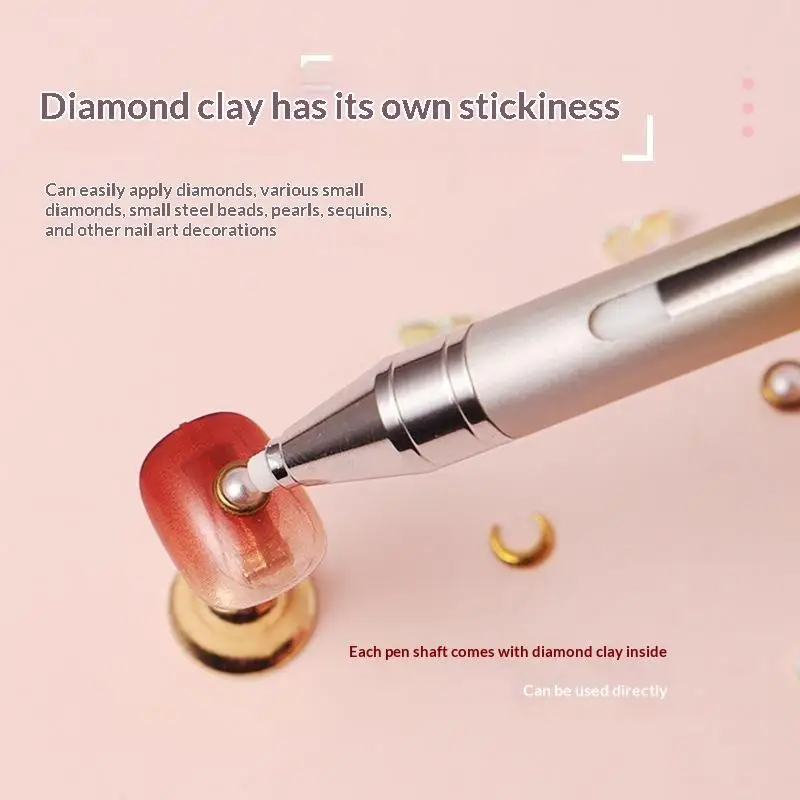Gradient Point Drill Wax Stick With Self-Adhesive Rotating Nail Art Tool, Portable Dotting Pen For Nail Salon Use Nail Art Pen