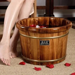 Carbonized Foot Soaking Barrel Home Wooden Over Calf Foot Basin Wooden Basin Solid Wood Foot Bath