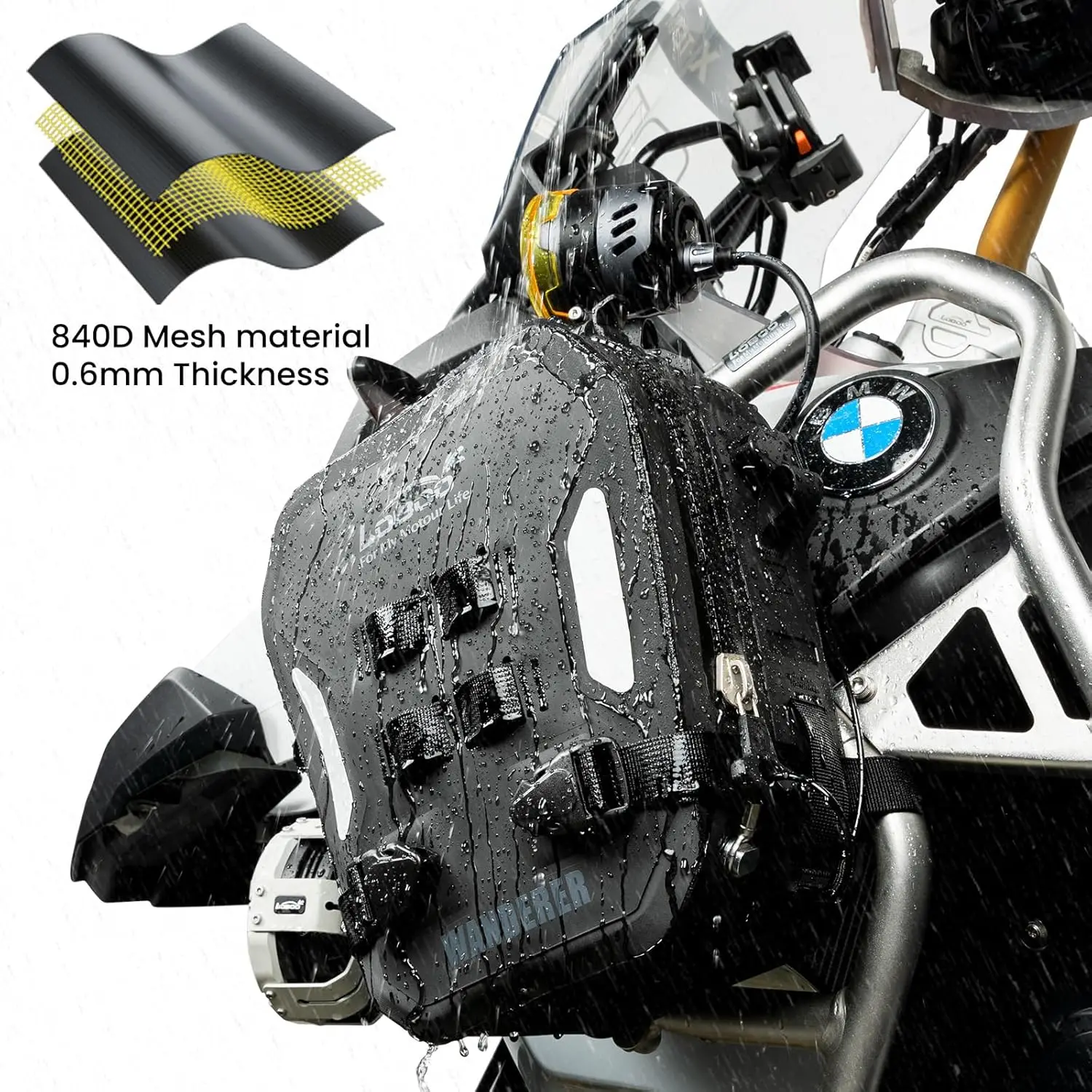 2PCS Motorcycle Front Bumper Bag, Fully Waterproof Motorcycle Bumper Bag Side Bag