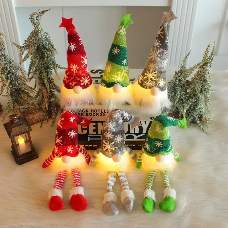 Kerst LED Glow Faceless Gnome Doll Kerst Kid Geschenken Nieuwjaar Kerstman Hanger Kerstornamenten voor huisdecoratie