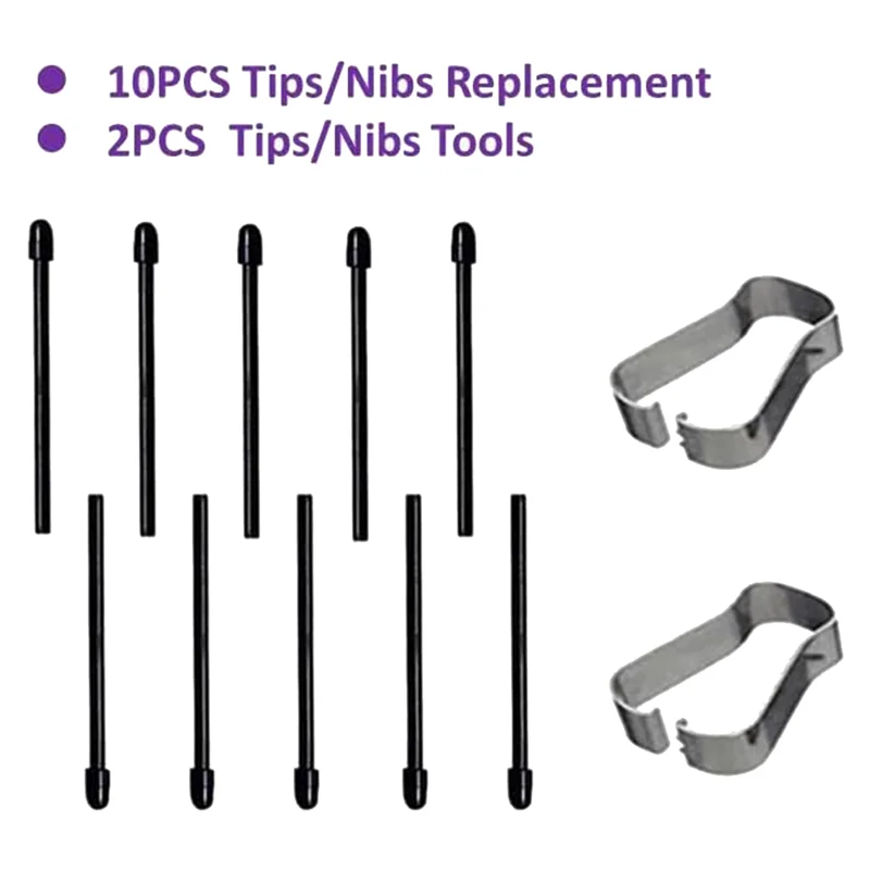 (Paquete de 10) Puntas/puntas de rotulador para Notável 2 puntas/puntas de repuesto para lápiz óptico suaves (negro)