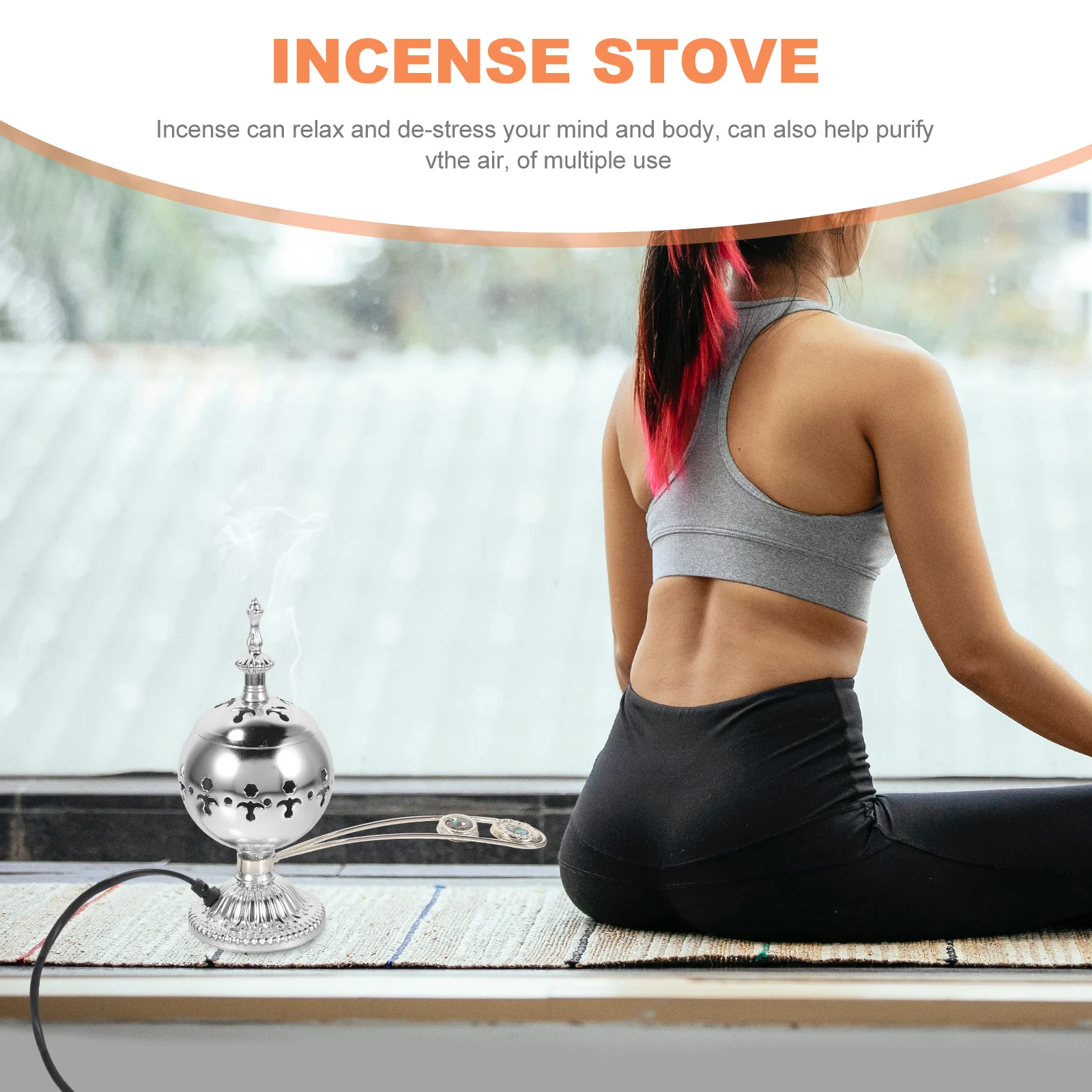 

Plug in Cone Incense Burner Decorative Aroma Stove Vintage Metal Censer Holder for Home Office Temple Eu Plug Incense Stove