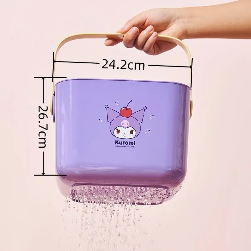 سلة تصريف كرتونية جديدة من سانريو ماي ميلودي كورومي سينامورول، سلة تصريف محمولة باللون الأزرق متعددة الوظائف ذات سعة كبيرة