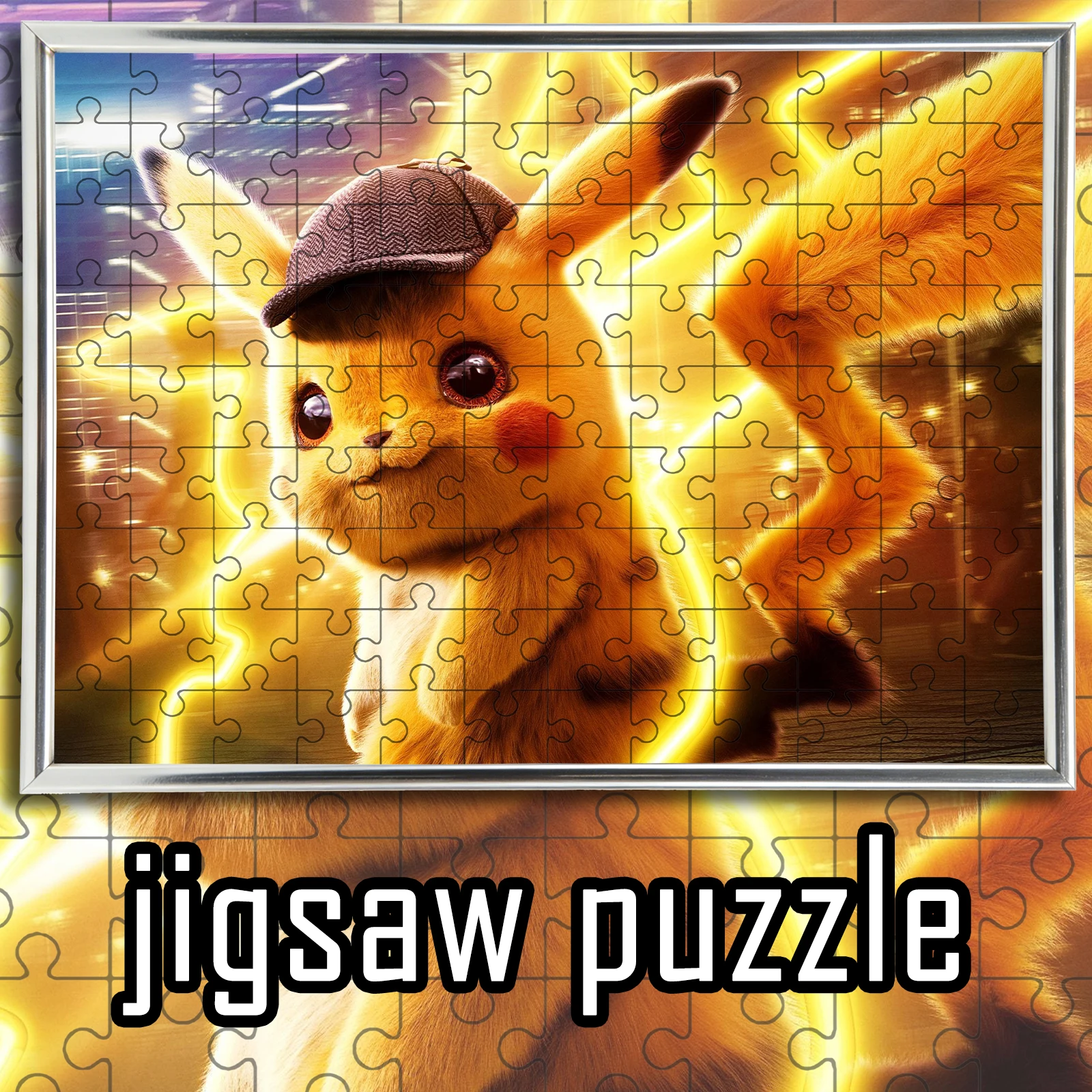 

Detective Pikachu Realistic Style Anime Wooden Jigsaw Puzzle 108/200/300/500/1000pcs Color Box