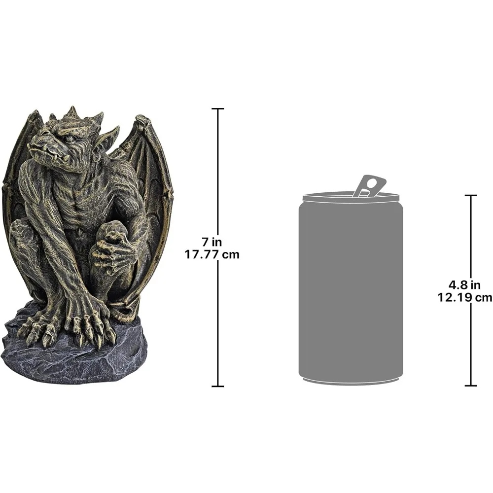 Silas The Sentry Gargoyle Indoor/Outdoor Gothic Decor Statue 16 Inches Wide 24 Inches Tall, Handcast Polyresin Grey Stone Finish