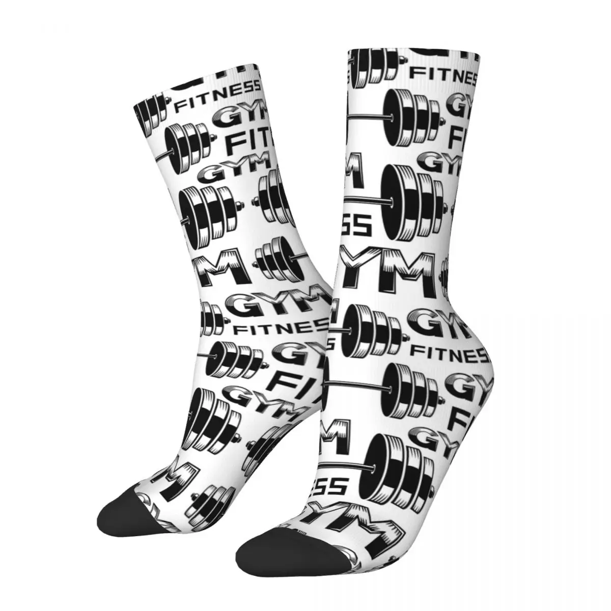 Happy Retro Barbells And Dumbbells Crazy Men\'s Socks Unisex Harajuku Seamless Printed Funny Crew Sock Boys Gift