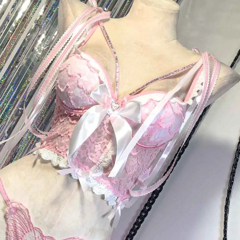 

Топ-майка E-Girls Kawaii Fairy Bow в стиле Harajuku Emo Y2K, гранж, готика, розовый, DIY, трендовый, панк-рок, 80-е, эко-готика, 90-е