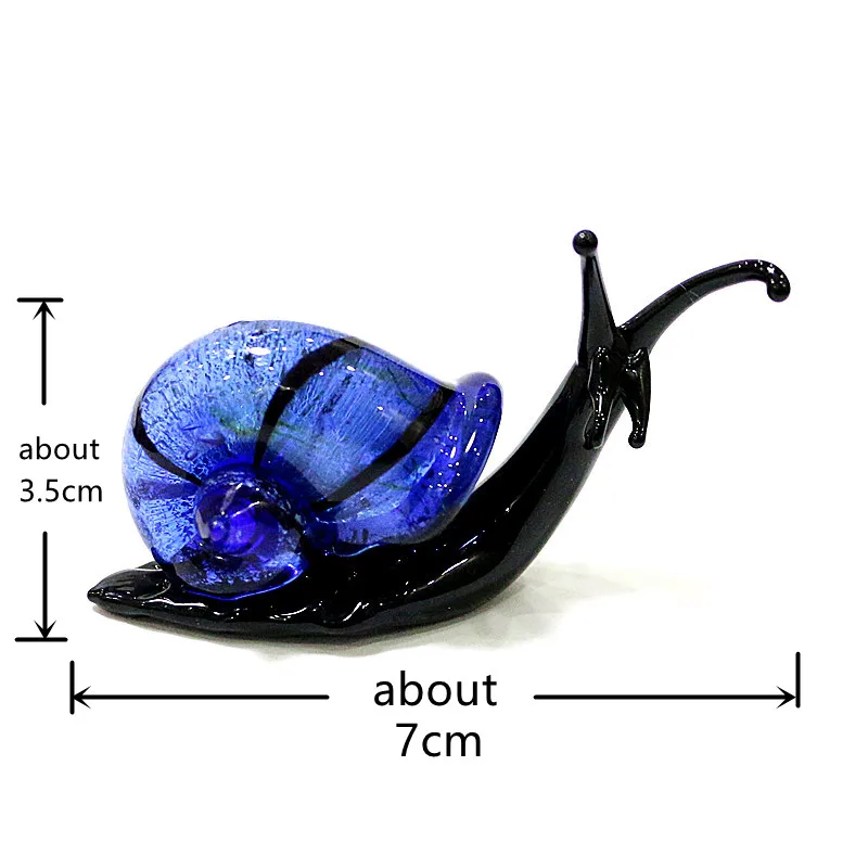 Silver Foil Murano Glass Snail Miniature Figurines Cute Animal Ornaments Collection for Home Tabletop Decor Garden New Year Gift
