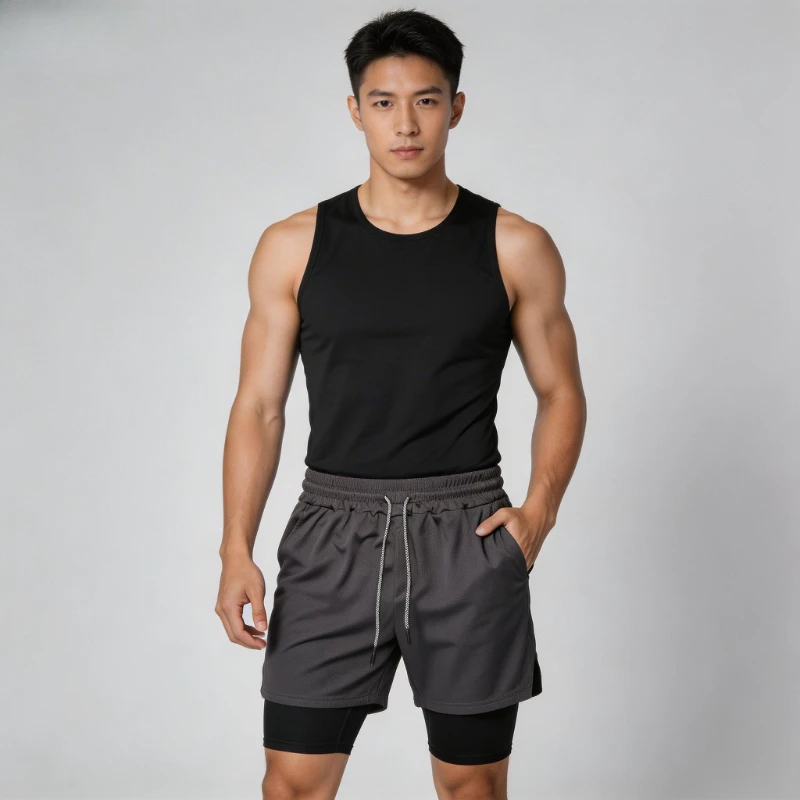 

Двухслойные летние спортивные шорты для мужчин и женщин, быстросохнущие, для бега и тренировок, с подкладкой, американского стиля.