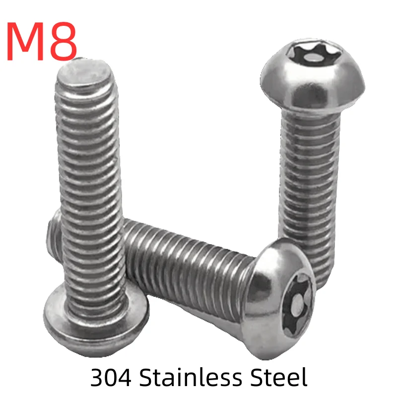 M8 x 1,25 mm Sicherheitsstiftschrauben, Torx-Halbrundkopf aus Edelstahl 304, manipulationssichere Sicherheitsschrauben, Bolzen