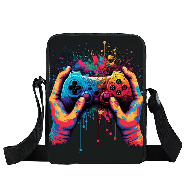 Gamepad Video Game fan Print Crossbody Bag Gamer Controller Handbags for Travel Shoulder Bag Small Messenger Bags Bookbag Gift