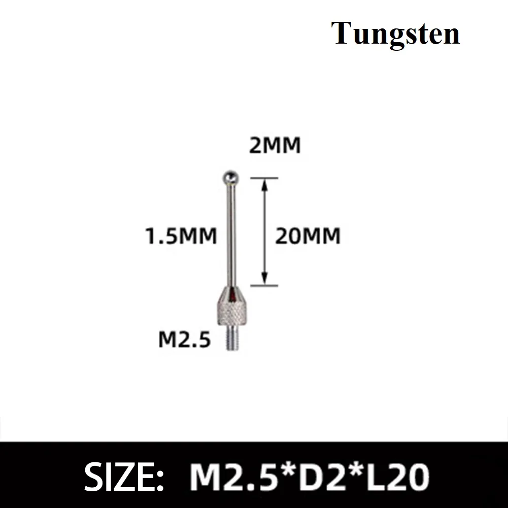 2mm Tip Indicator Probe M2.5 Thread Micrometer Gauge Indicator Probe Dial Tester Lever Dial Indicator Contact Points Test Tools