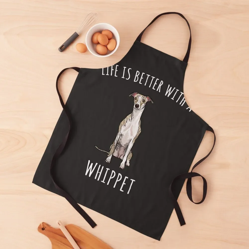 Life Is Better With A Whippet Dog Lover Apron Kitchen Things For Home Women's Household Items Kitchen Chef Uniform Apron