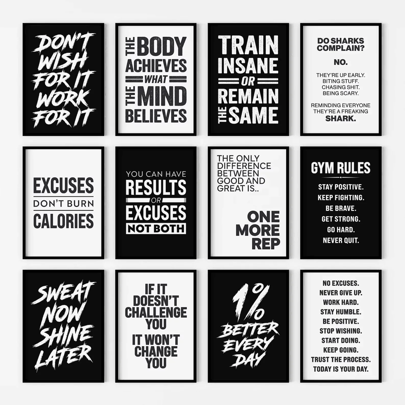 Fitness-Wandkunst-Poster, Inspirierendes Gym-Poster, Heimfitness-Wanddekoration, Fitness-Slogan-Leinwanddruck, Dekorative Malerei Rahmenlos