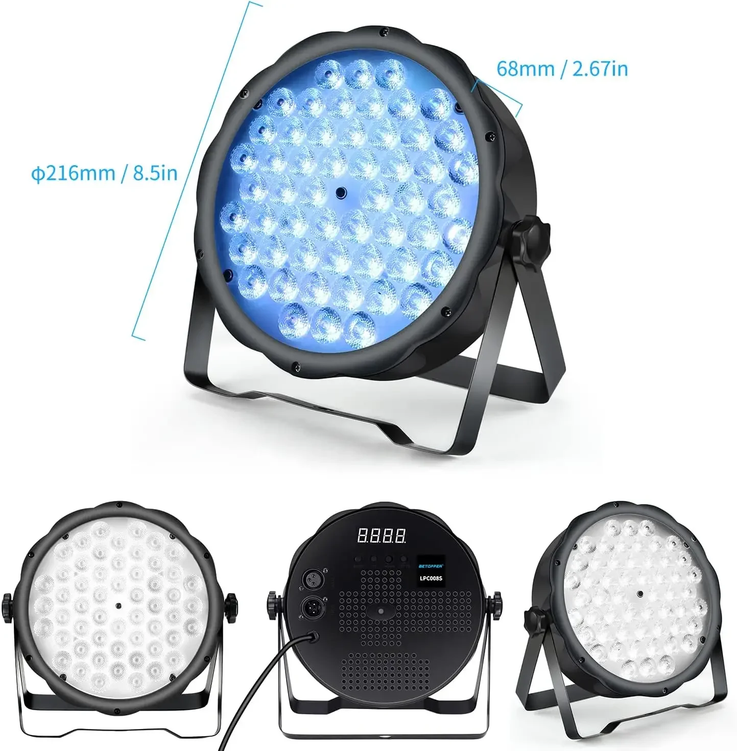 Imagem -02 - Betopper-led Par Light com Suporte 54*1.5w Dmx e Controle de Som Luzes dj Iluminação Palco Barras Festas Performance Place Lpc008