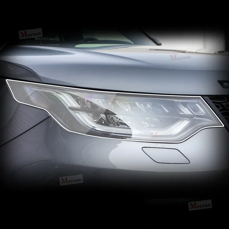 2 قطعة سيارة العلوي طبقة رقيقة واقية كشافات شفافة سوداء بولي TPU ملصق لاند روفر ديسكفري 5 2020-2023 اكسسوارات السيارات #2