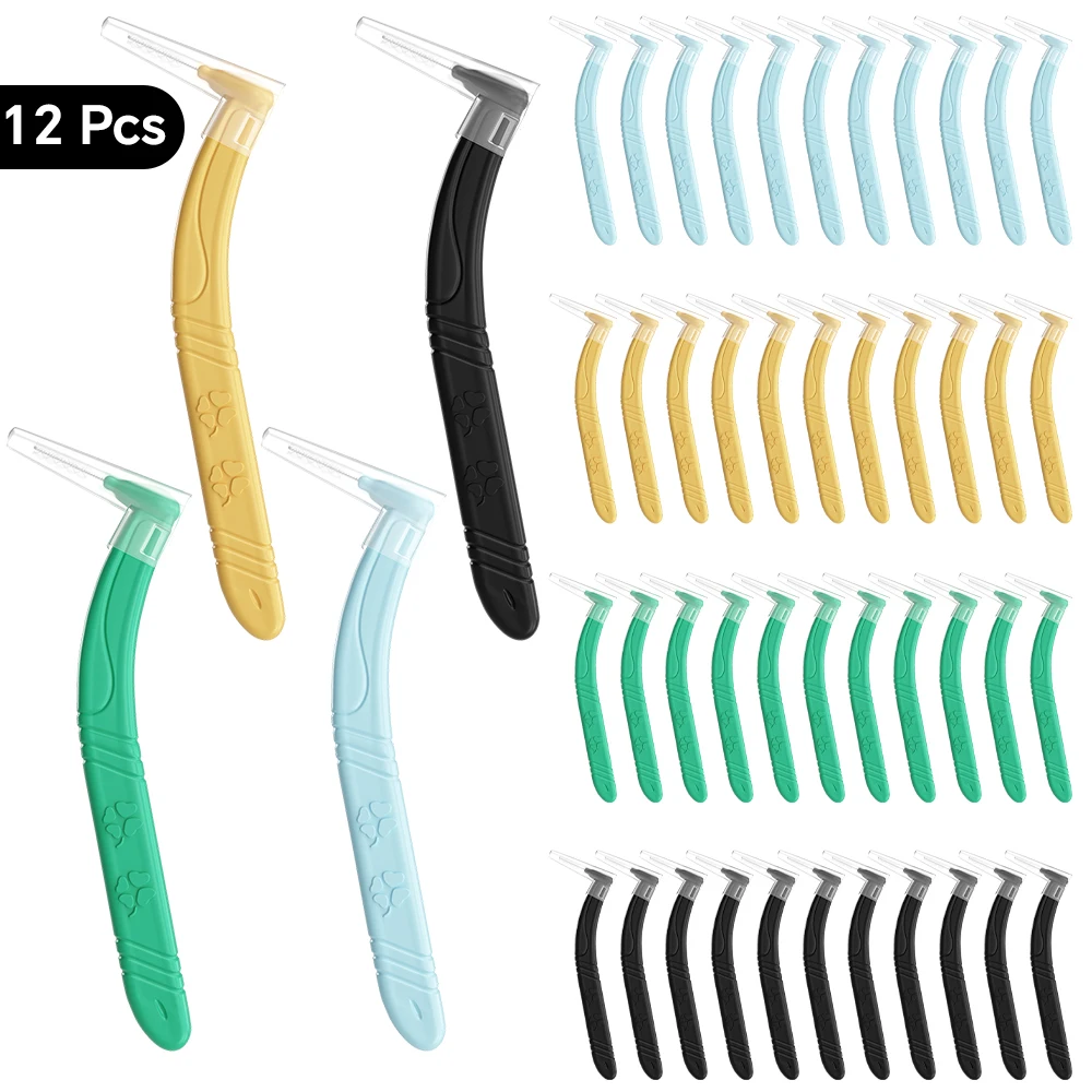 12 Pcs Angle Interdental Brushes with Case, Soft Dental Brush Angled Heads Tooth Picks for Between Teeth, Braces & Oral Cleaning