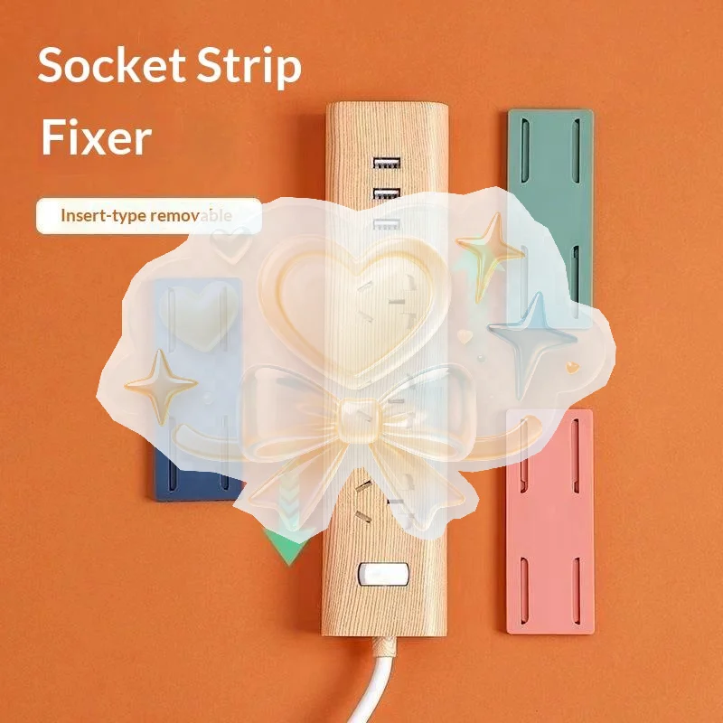 Power Strip Holder Punch-Free Self Adhesive Wall Mount Socket Organizer for Student Dorm Home Office Use