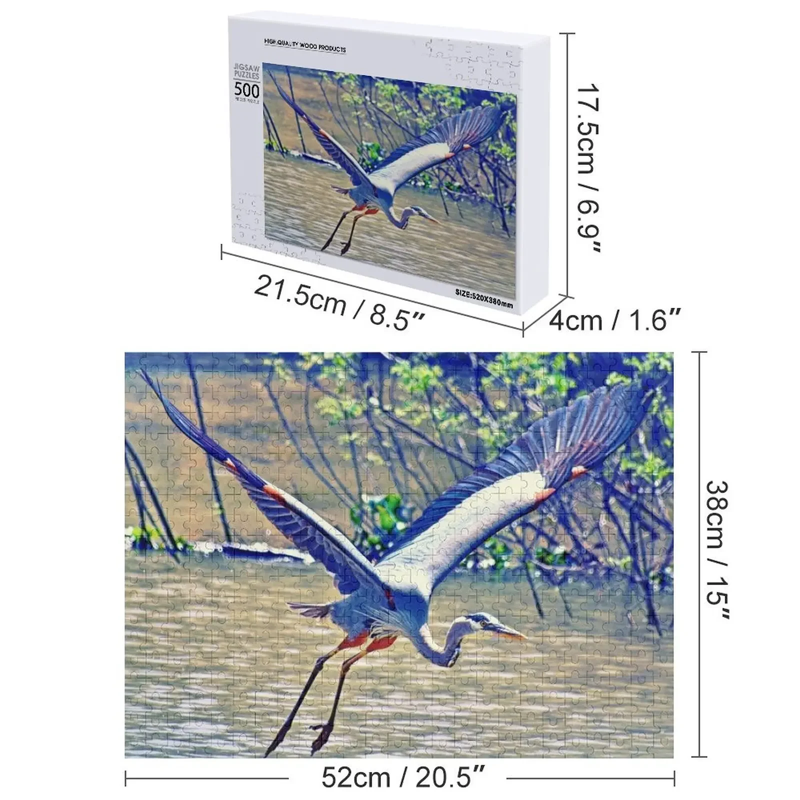 Flying (Blue Heron) Quebra-cabeça personalizado com foto quebra-cabeça personalizado