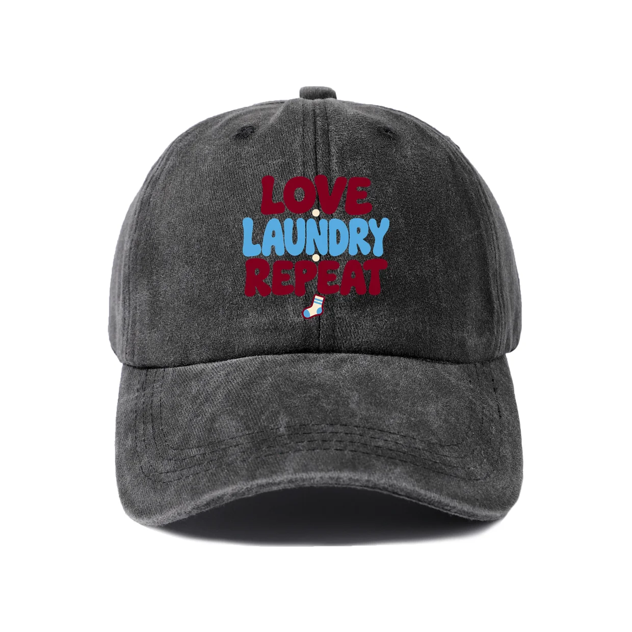 Love Laundry Repeat Graphic Vintage Washed Baseball Cap, Adjustable Unisex Dad Hat, Casual Gift