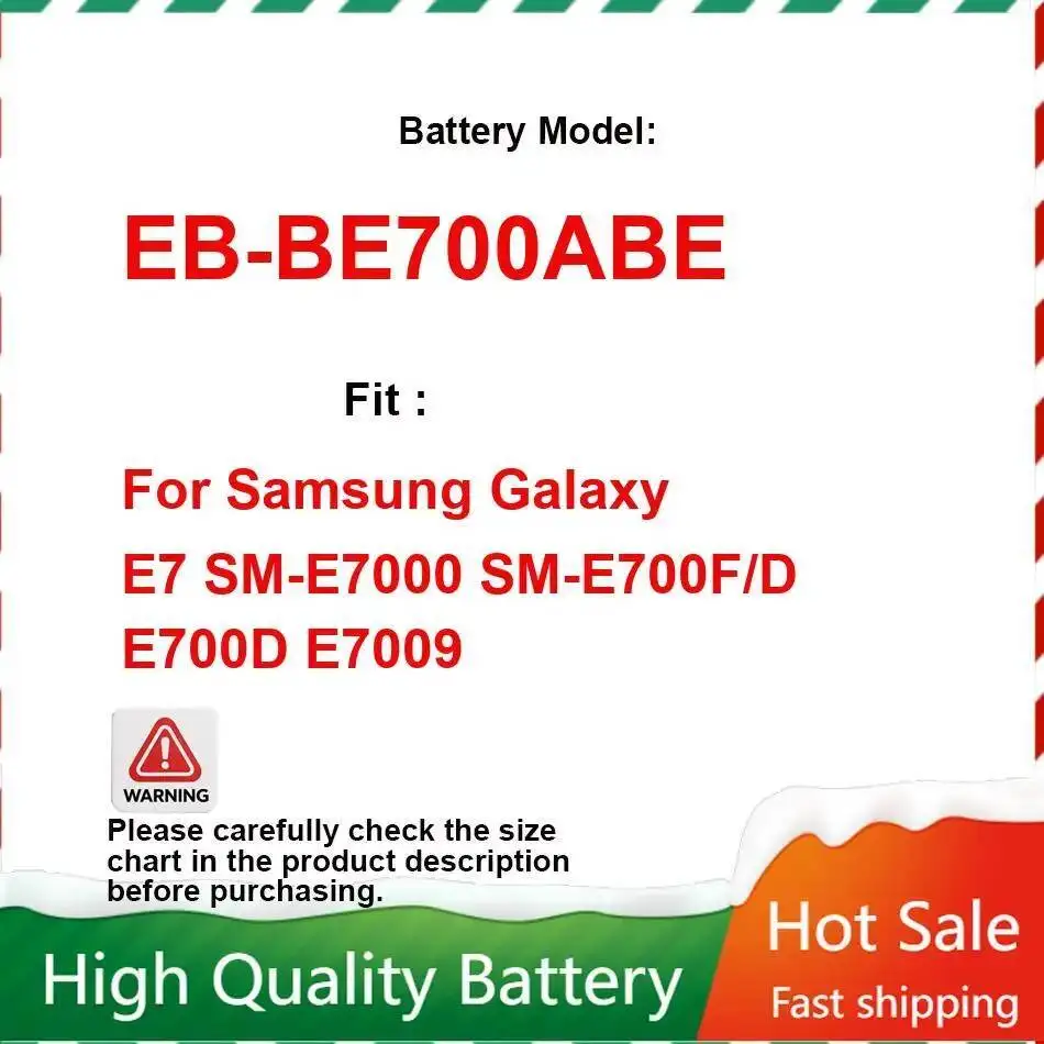

Аккумулятор высокой емкости для мобильного телефона Samsung Galaxy E7 SM-E7000 SM-E700F D E700D E7009, 2950 мАч, EB-BE700ABE