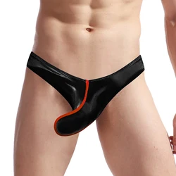 Fashion Sexy Mens  Faux Leather Comfortable Underwear Briefs Shorts Bikini JJ Sheath Trunks Lightweight Underclothes