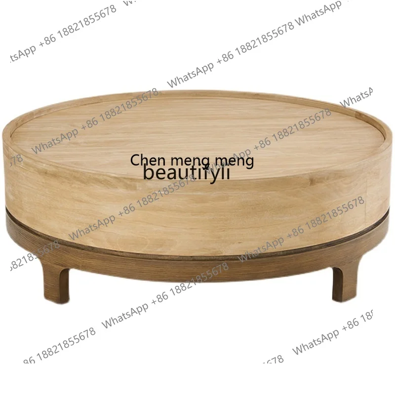 

Nordic Fashion Simple Western Style Coffee Table Modern Household Solid Wood Tea Table Retro Distressed