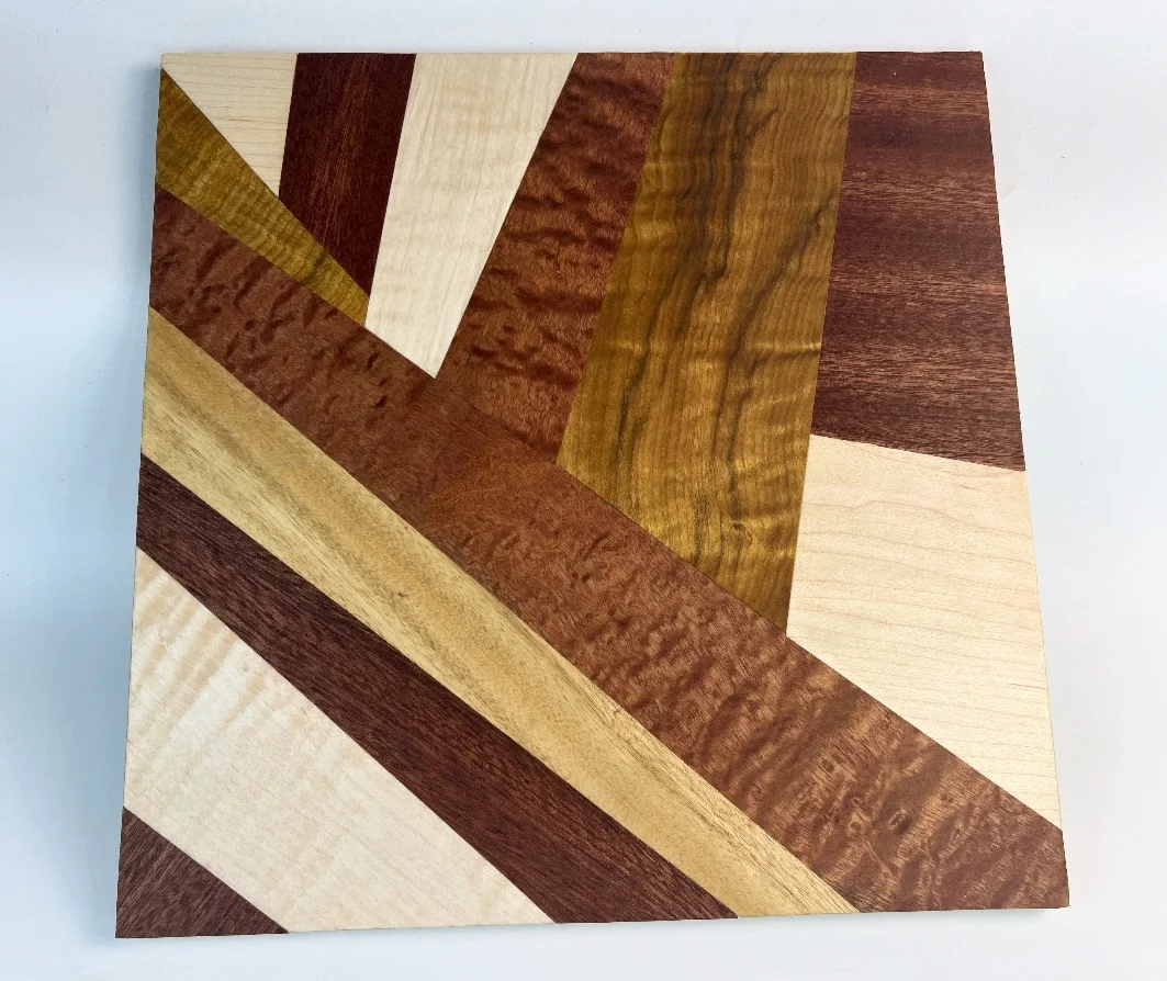

Irregular geometric wood veneer splicing decorative painting Natural 0.5mm veneer L:300x300mm Thickness 9mm