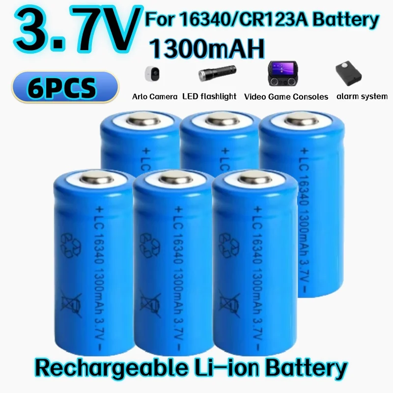 1-20PCS 3.7V 1300mAh 16340 CR123A Oplaadbare Li Batterijen en Voor LED Zaklamp Laser pen Voor 16340 CR123A Batterij