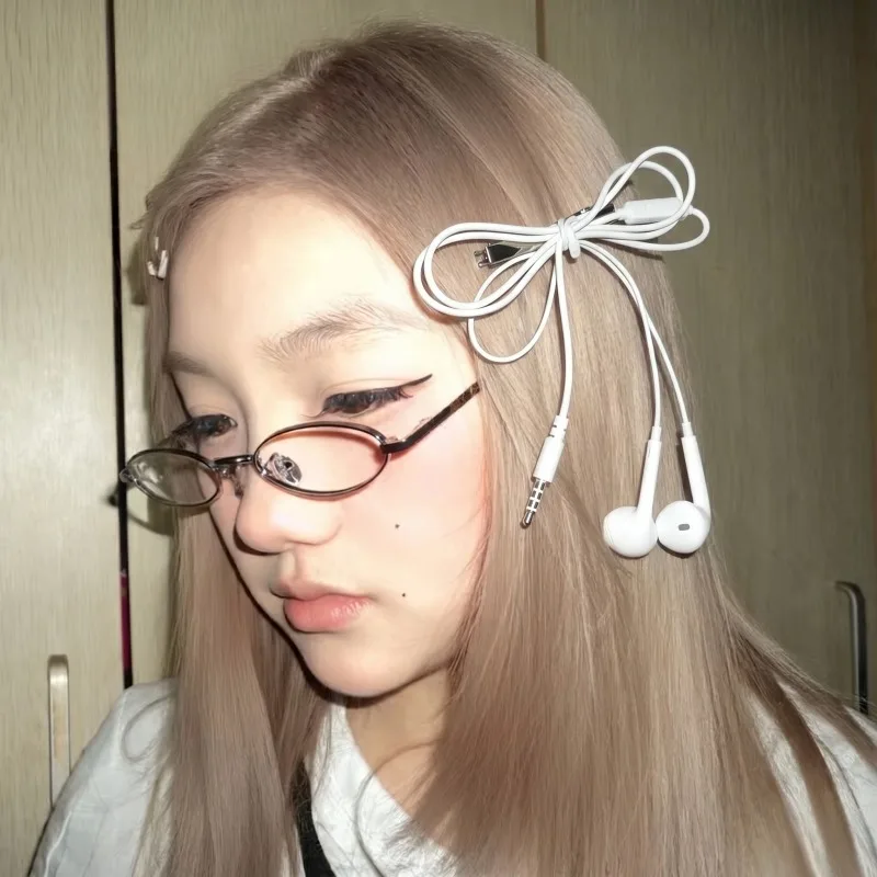 Y2K Earphone Cable Hair Clip Funny Harajuku Style Barrette Hairpins Prank Party Festival Headwear Hair Accessories Women Men