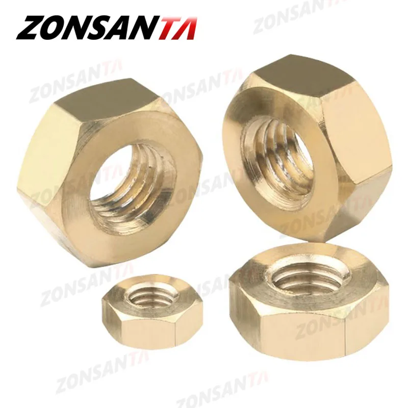 1/5/10/50/100pcs DIN934 Solid Brass Copper Hex Hexagon Nut For M1.4 M1.6 M2 M2.5 M3 M4 M5 M6 M8 M10 M12-M20 Screw Bolt.