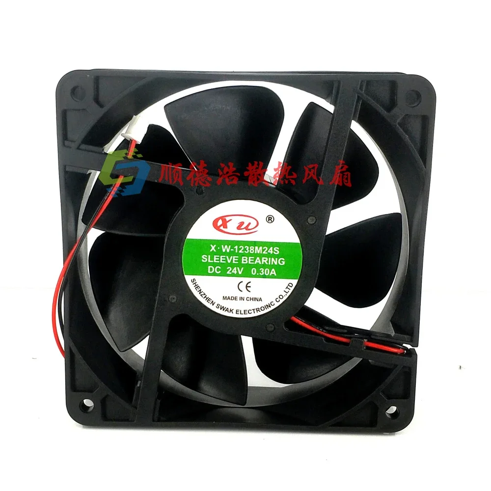 

Free shipping X.W-1238M24S Inverter Cooling Fan DC 24V 0.3A 12038 12CM 120*120*38mm 2 Wires