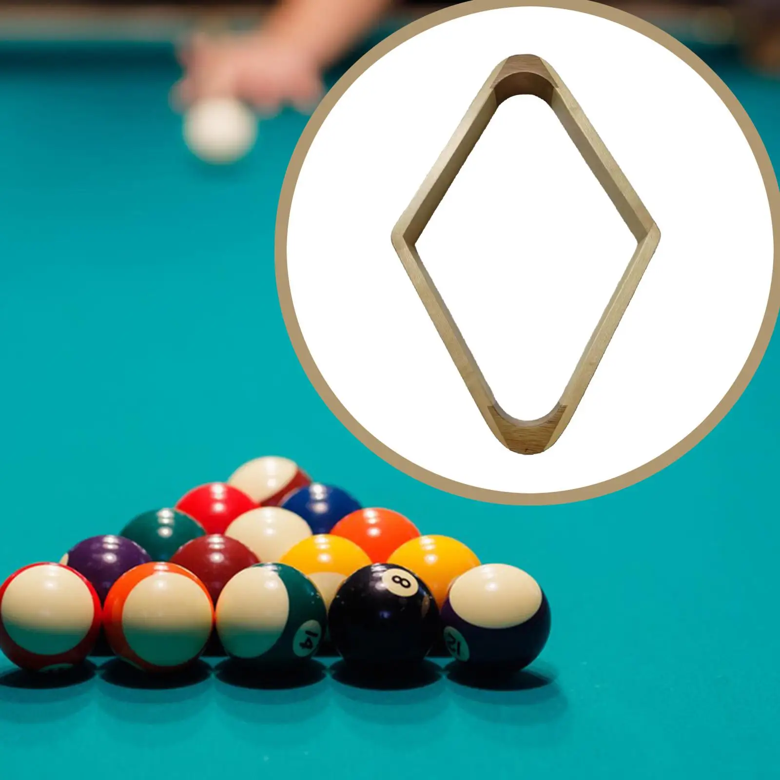 Rak Bola Biliard 9 Bola Berbentuk Berlian untuk Olahraga Santai, Perlengkapan Biliard Kayu
