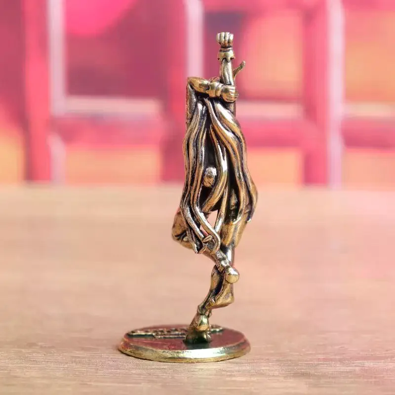 Vintage Brass Beautiful Lady Cat Statue Desk Ornament Office Bookshelf Artistic Home Decor